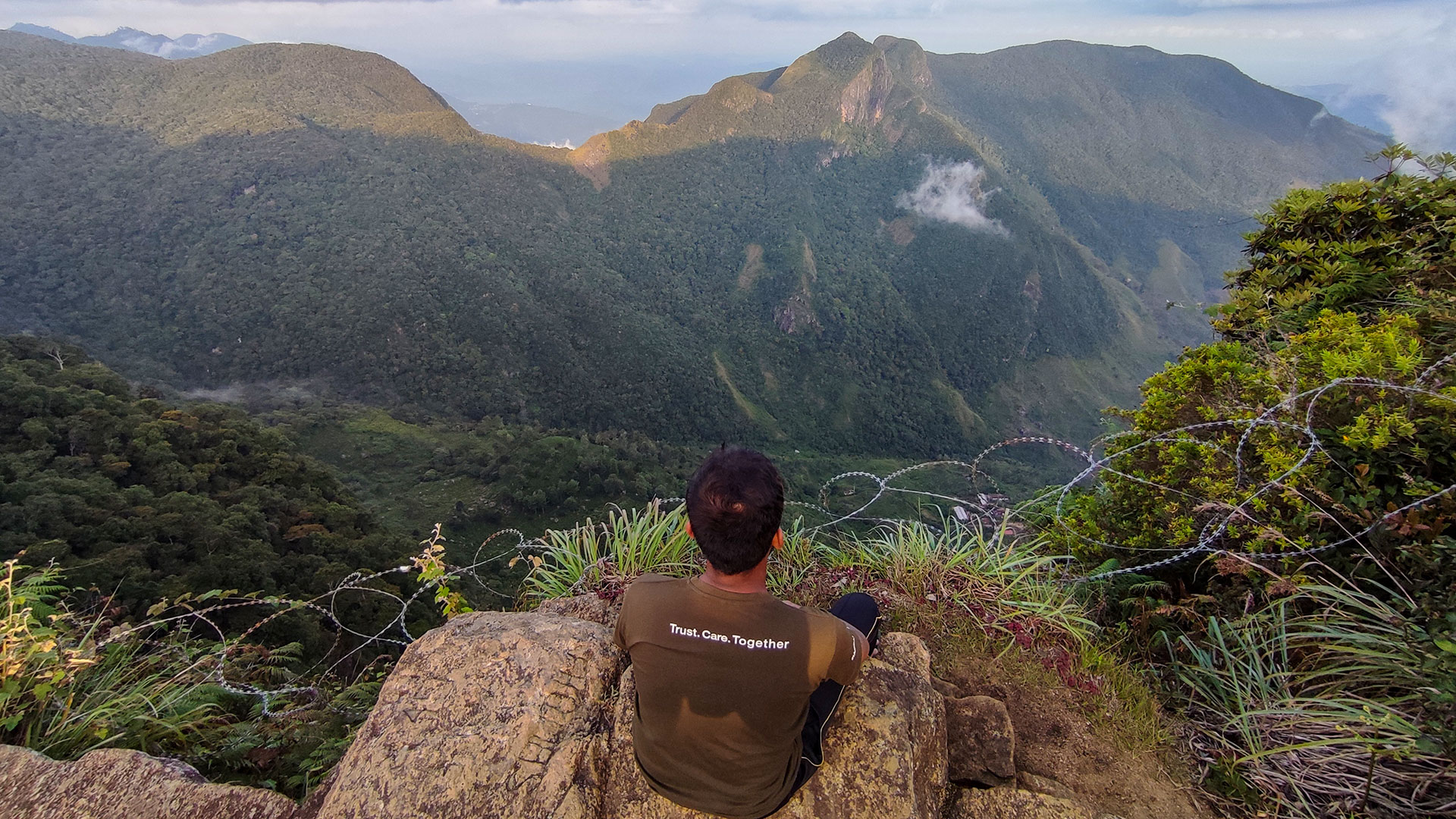 Panoramic highland viewpoint over a valley of clouds