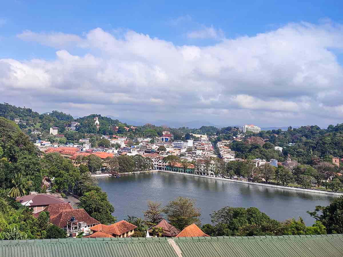 Sunset view over Kandy city from viewpoint